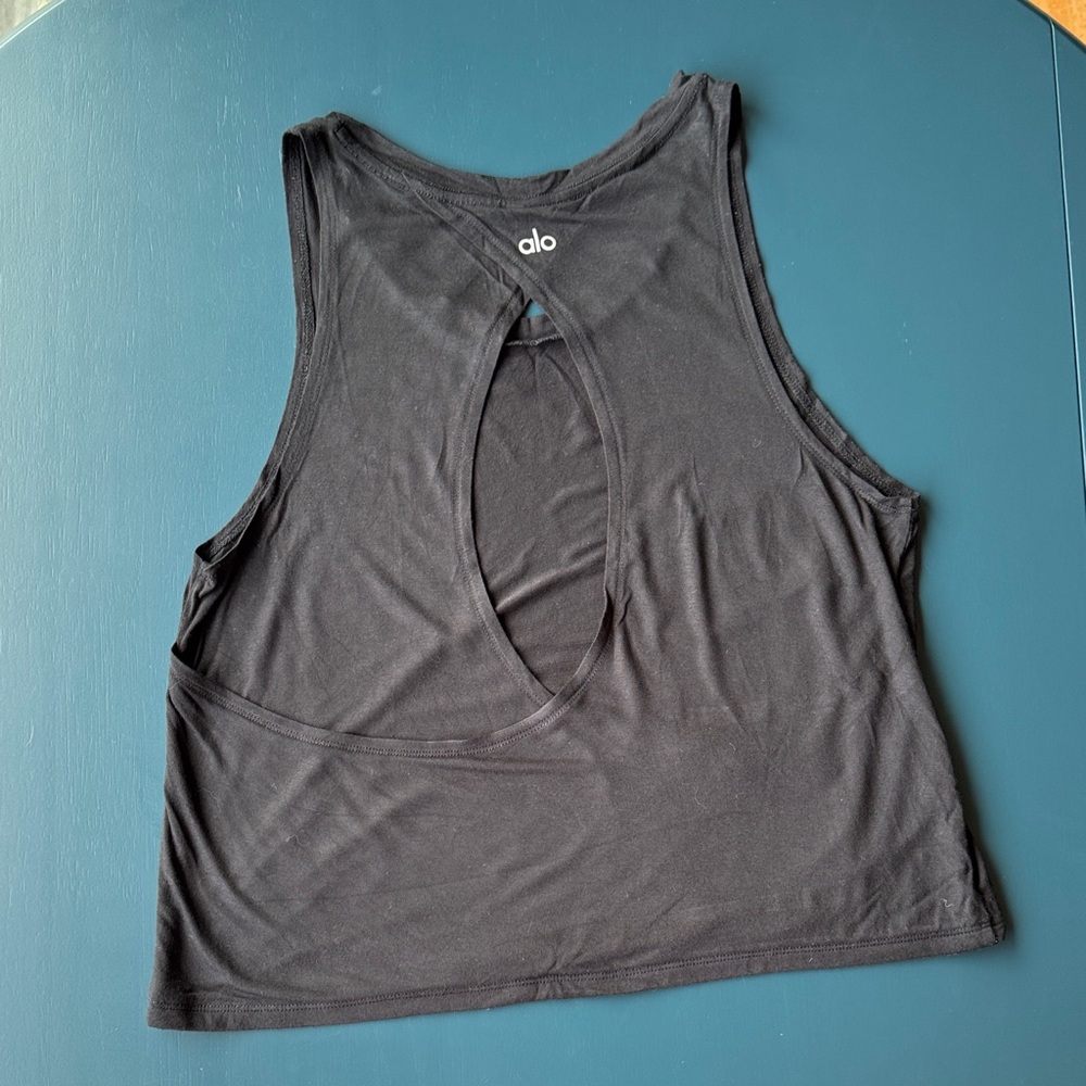 ALO Yoga Black Cutout Back Tank